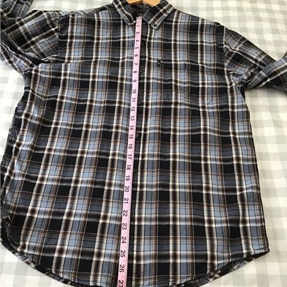 G.h. Bass and co. Button down plaid shirt 100% cotton mens blue brown small - Picture 7 of 11